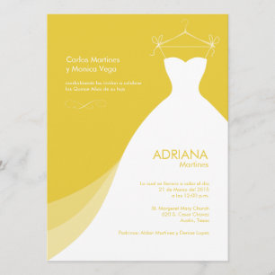 Quinceañera Vestido Amarillo Invitaciones