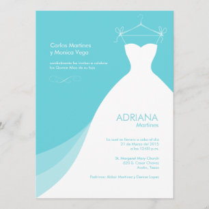 Quinceañera Vestido Azul Invitaciones