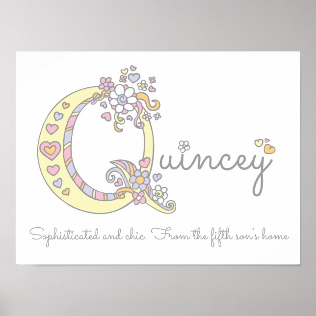 Quincey monograma chicas de arte nombre y signific (Frente)