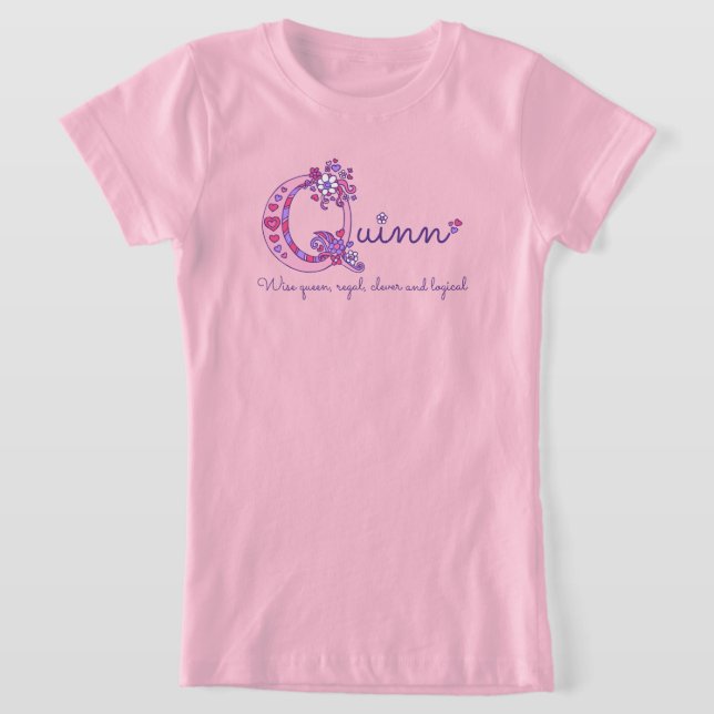 Quinn chicas nombre y significa camiseta monograma (Distribución)