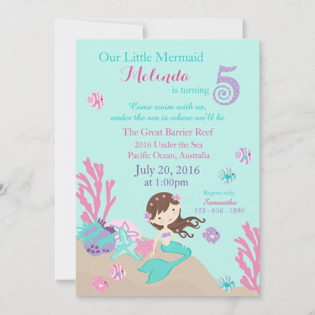 Quinta invitación del cumpleaños de la sirena (Anverso)