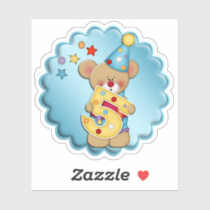 Quinto cumpleaños Payaso Oso muere corte Pegatina