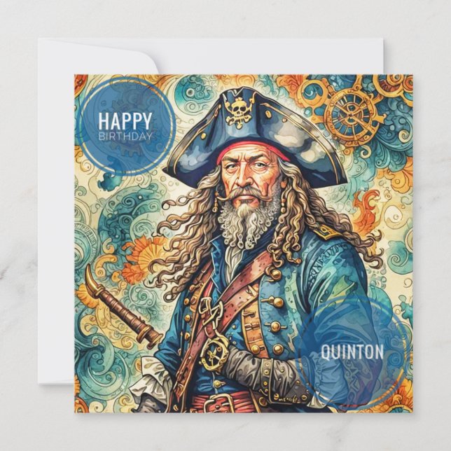 QUINTON ~ Tarjeta de cumpleaños ~ Pirata ~ (Anverso)