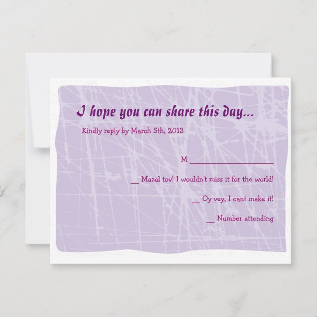 Quirky Bat Mitzvah Invitación Tarjeta de Respuesta (Anverso)