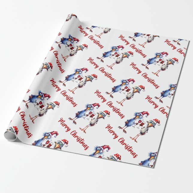 Quirky Birds Navidades envolviendo papel (Desenrollado)