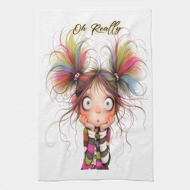 Quirky Chica Oh Realmente Toallas De Cocina (Vertical)