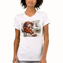 Quirky Coffee Lady Leer La Camiseta De La Habitaci