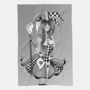 Quirky Jester & Puppet King Gray Tea Toalla