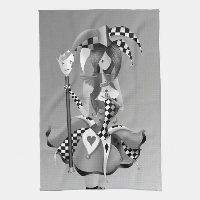 Quirky Jester & Puppet King Gray Tea Toalla (Vertical)