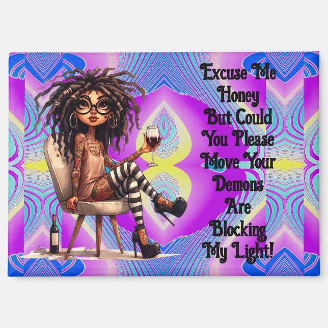 Quirky Lady Tattoos y un imán de luz de vino (Anverso)