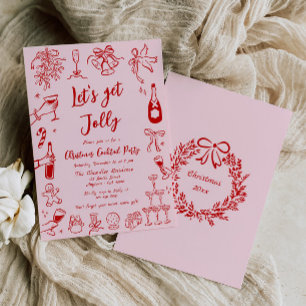 Quirky Navidades Cocktail Party Invitación Doodle