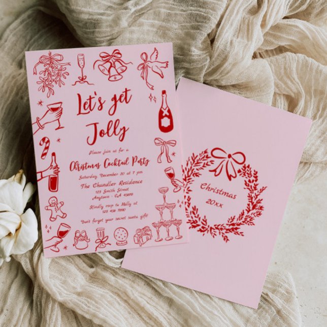 Quirky Navidades Cocktail Party Invitación Doodle (Subido por el creador)