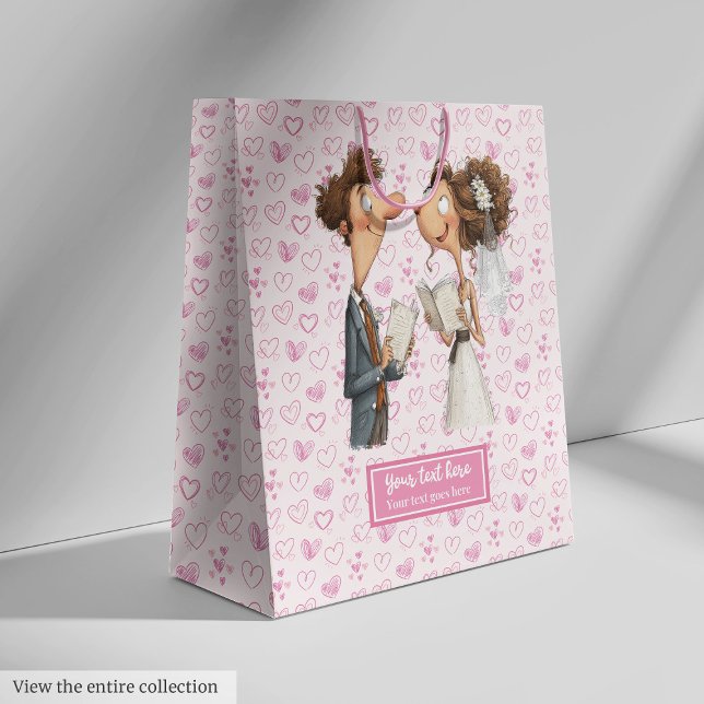 Quirky Newlyweds Regalo Bolsa Funny Diseño de acua (Quirky Newlyweds Gift Bag Funny Watercolor Design)