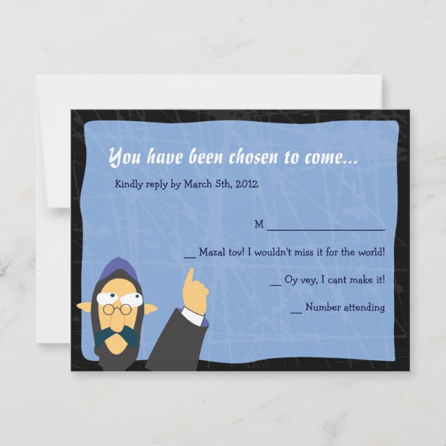 Quirky Rabbi Bar Bat Mitzvah Invitación Tarjeta de (Anverso)