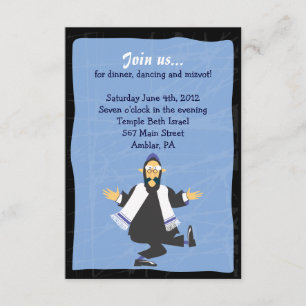 Quirky Rabbi Bar Bat Mitzvah Recepción Tarjeta Fie
