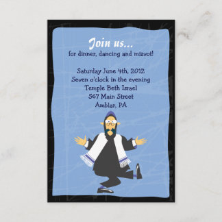 Quirky Rabbi Bar Bat Mitzvah Recepción Tarjeta Fie