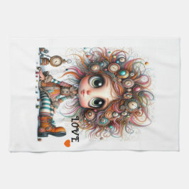 Quirky Steampunk Chica LOVE Kitchen Toallas