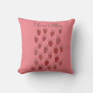 Quirky Strawberry Pattern Cojín decorativo