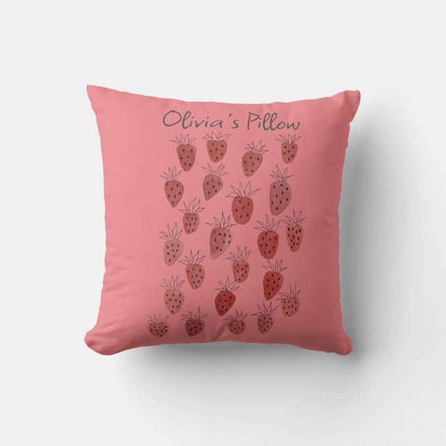 Quirky Strawberry Pattern Cojín decorativo (Anverso)