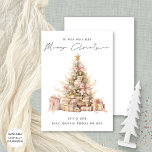 Quirky Vintage Gold Tree Feliz Navidad<br><div class="desc">Quirky Vintage Rosa Gold Tree Merry Christmas está en un elegante guión de estilo manuscrito. Disponible digitalmente e impreso.</div>