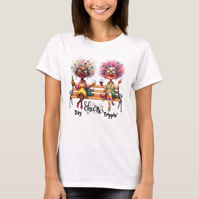 Quirky Wine Ladies Saluda A Las Damas Camisetas (Anverso)