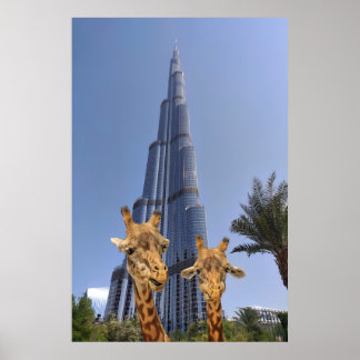Quirosas jirafas en el arte en el muro de Burj Kha