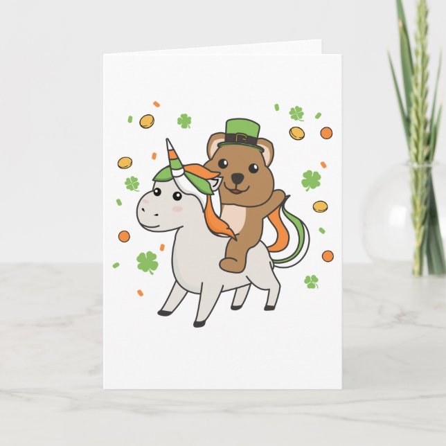 Quokka con Unicornio Tarjeta de San Patricio Irlan (Anverso)