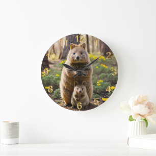 Quokka Madre Y Bebé, Reloj De Pared