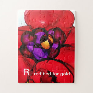 R - Cama roja para el rompecabezas del arte del