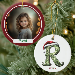 R Ornamento de Navidad Monograma personalizado