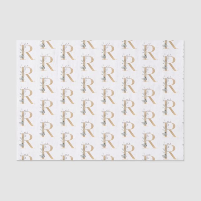R Papel de envolvimiento floral monograma (Anverso)