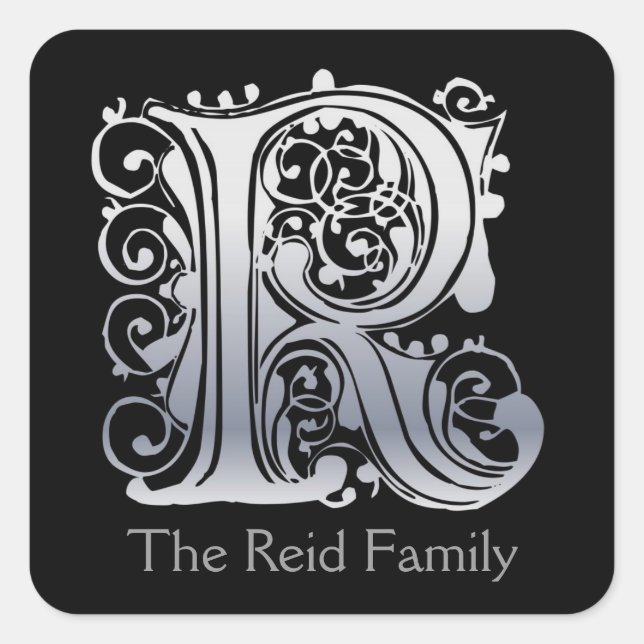 R Sellos para sobres de diseño Monograma "Silver L (Anverso)