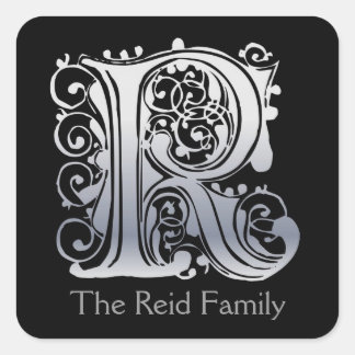 R Sellos para sobres de diseño Monograma "Silver L