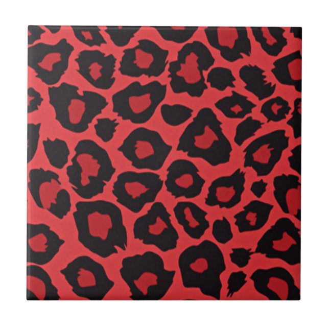 RAB Rockabilly Rojo Negro Baldosa Estampada de Leo (Frente)