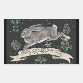 Rabbit Hare Pegatina Inspirador Floral negra