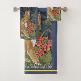 Rabbit Tapestry Tile Floral Marina Azul Cuero Deco
