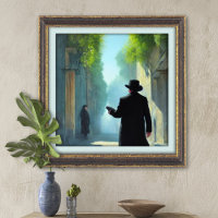 Rabino judío caminando en la imprenta de arte call