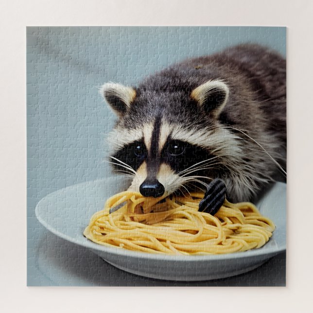Raccoon Comer Spaghetti Rompecabezas (Vertical)