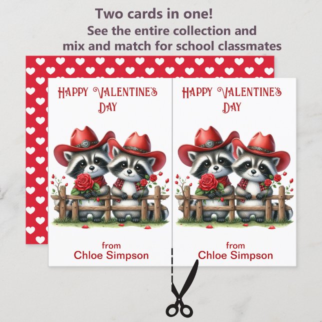 Raccoon Cowboys Tarjeta de San Valentín para niños (Subido por el creador)