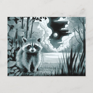 Raccoon en la postal de limpieza forestal