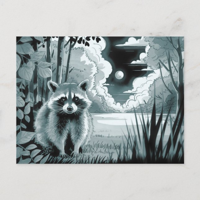 Raccoon en la postal de limpieza forestal (Anverso)