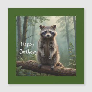 Raccoon en la tarjeta de cumpleaños magnética fore