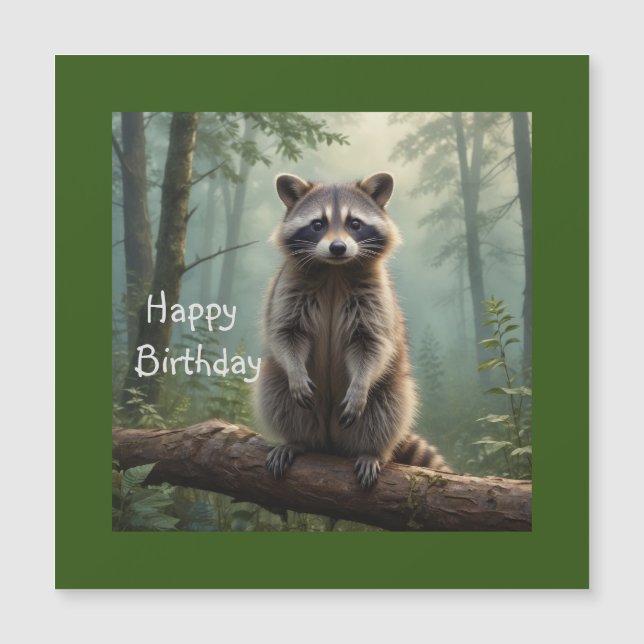 Raccoon en la tarjeta de cumpleaños magnética fore (Anverso)