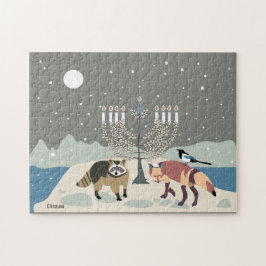 Raccoon.Fox.Magpie Hanukkah 11x14 Puzzle