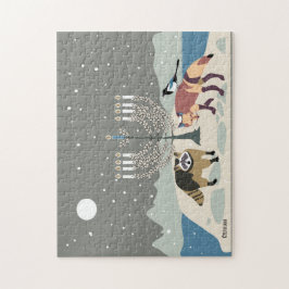 Raccoon.Fox.Magpie Hanukkah 11x14 Puzzle