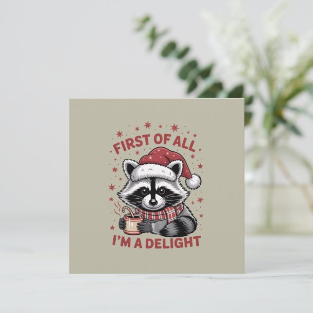 Raccoon gracioso en primer lugar soy un Navidad de (Anverso de pie)