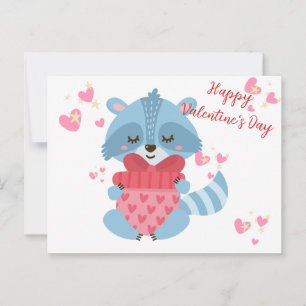 Raccoon lindo ¡Feliz Día de San Valentín! Tarjeta