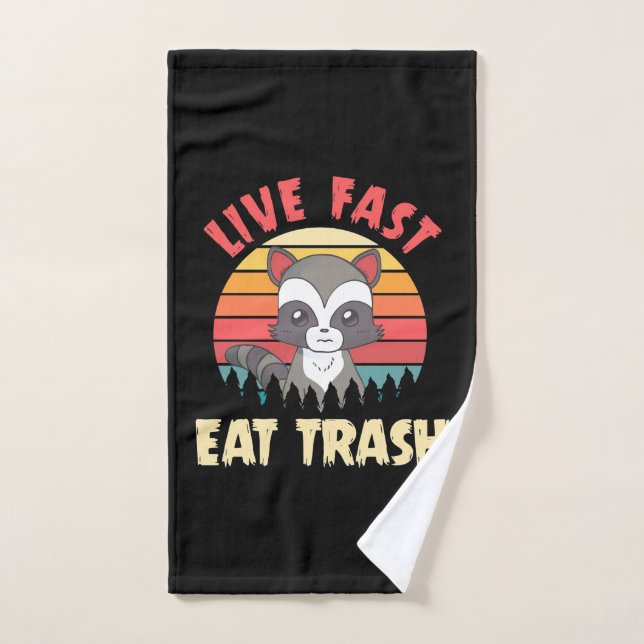 Raccoon Lover Live Fast Eed Trash (Toalla de mano)