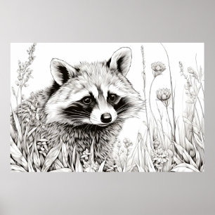 Raccoon Pacífica Prairie Esbozo Dibujo Arte