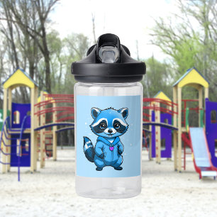 Raccoon Pequeño En Botella De Agua Azul